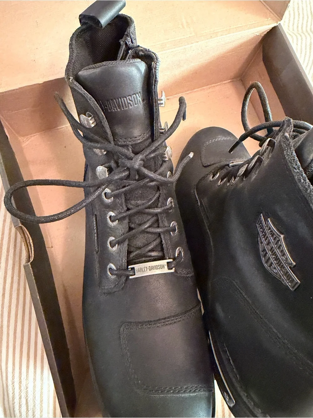 Harley-Davidson Men’s Black Leather Lace-Up Motorcycle Boots